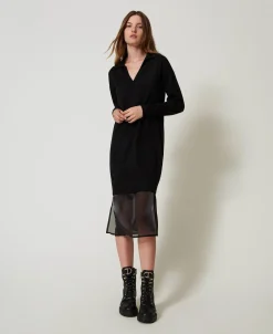 Robe Midi En Maille Avec Fond De Robe