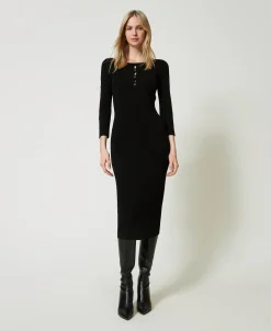 Robe Midi En Maille Avec Ajours Et Clous
