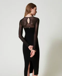 Robe Midi En Maille Avec Tulle