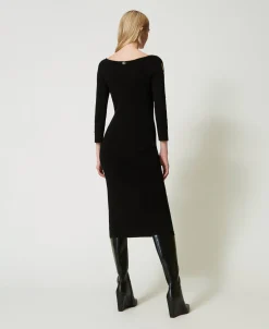 Robe Midi En Maille Avec Ajours Et Clous