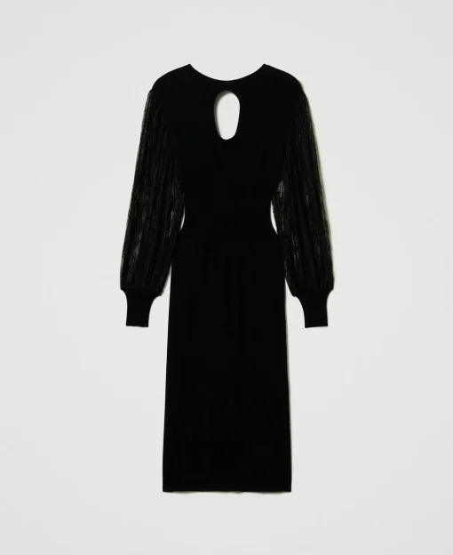 Robe Midi En Maille Et Dentelle