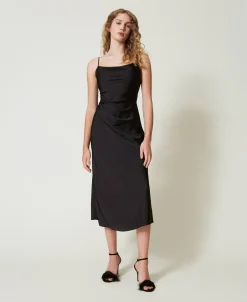 Robe Midi En Satin Avec Drapé