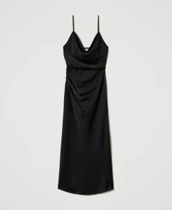 Robe Midi En Satin Avec Drapé