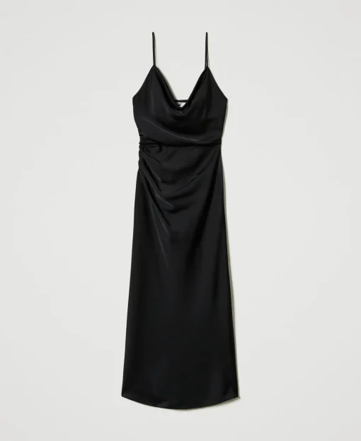 Robe Midi En Satin Avec Drapé