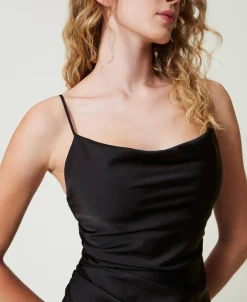 Robe Midi En Satin Avec Drapé
