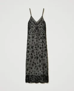 Robe Midi En Tulle Avec Broderie Réalisée à La Main