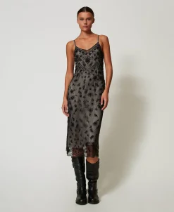 Robe Midi En Tulle Avec Broderie Réalisée à La Main