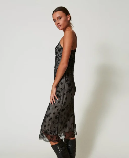 Robe Midi En Tulle Avec Broderie Réalisée à La Main