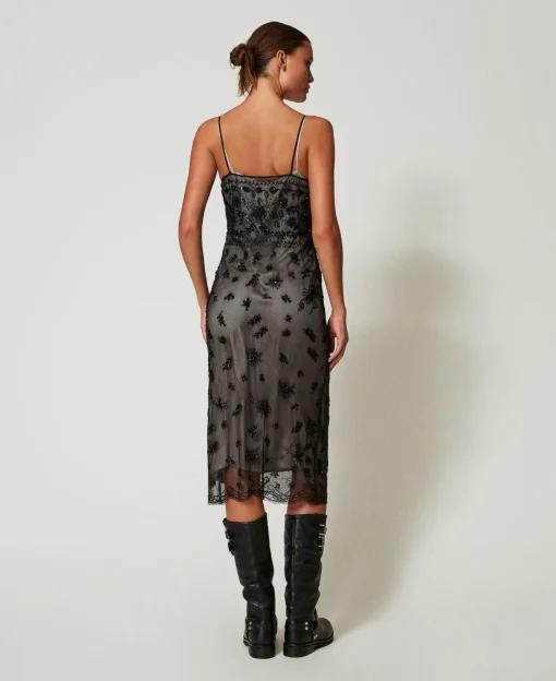 Robe Midi En Tulle Avec Broderie Réalisée à La Main