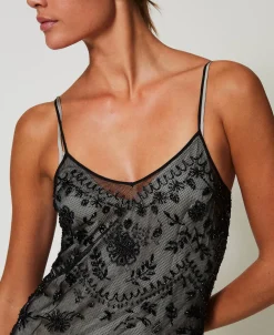 Robe Midi En Tulle Avec Broderie Réalisée à La Main