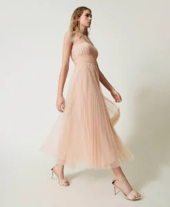 Robe Midi En Tulle Plissé
