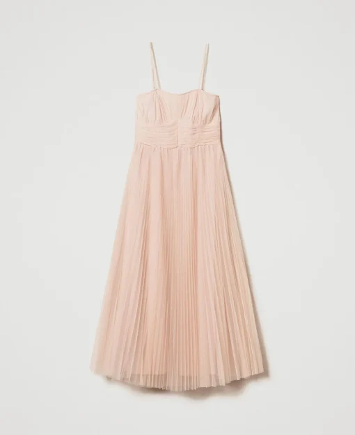 Robe Midi En Tulle Plissé
