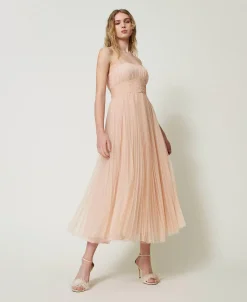 Robe Midi En Tulle Plissé