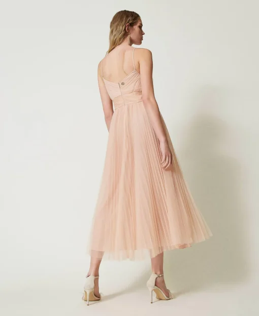 Robe Midi En Tulle Plissé