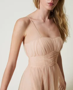 Robe Midi En Tulle Plissé
