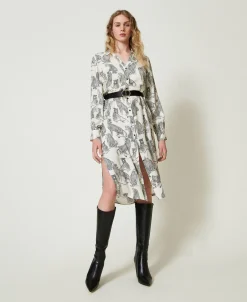 Robe Midi Jacquard Avec Imprimé Jaguar