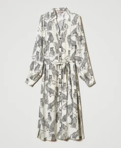 Robe Midi Jacquard Avec Imprimé Jaguar