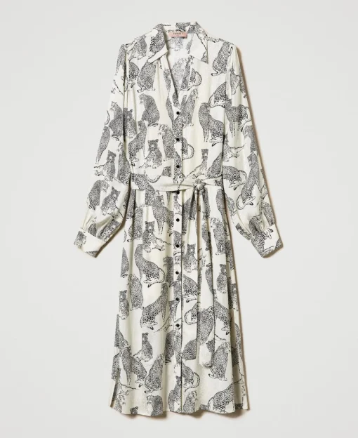 Robe Midi Jacquard Avec Imprimé Jaguar