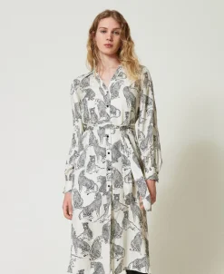 Robe Midi Jacquard Avec Imprimé Jaguar
