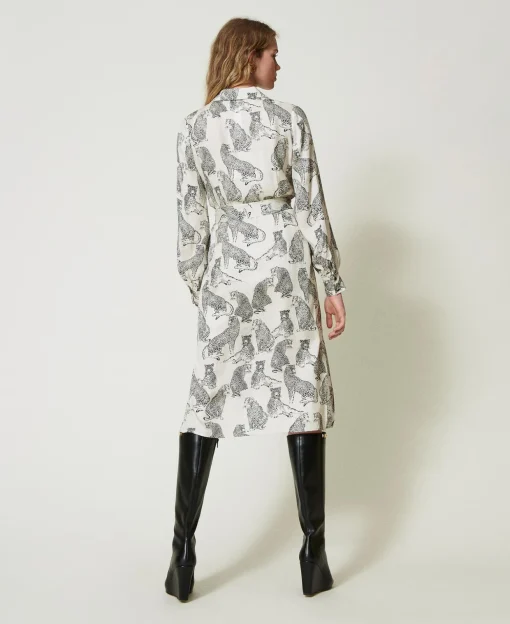 Robe Midi Jacquard Avec Imprimé Jaguar