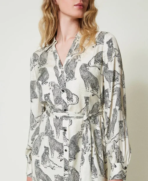 Robe Midi Jacquard Avec Imprimé Jaguar