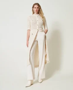 Robe-cardigan En Maille Jacquard Point Filet