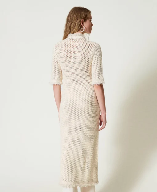 Robe-cardigan En Maille Jacquard Point Filet