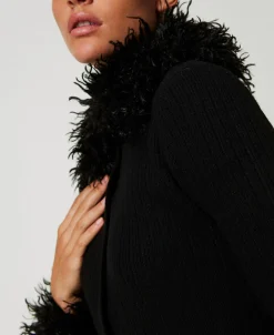 Robe-cardigan Longue En Laine Mélangée Et Fausse Fourrure