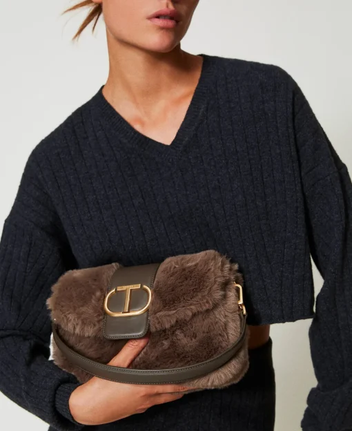 Sac à Bandoulière «Amie» Moyen En Fausse Fourrure