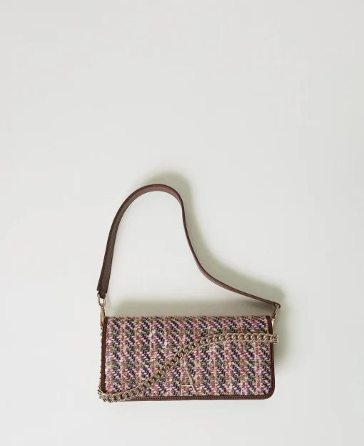 Sac à Bandoulière Avec Tissu Bouclé Multicolore