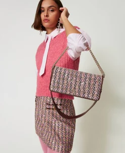 Sac à Bandoulière Avec Tissu Bouclé Multicolore