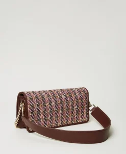 Sac à Bandoulière Avec Tissu Bouclé Multicolore