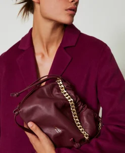 Sac à Bandoulière En Cuir Avec Cordon De Serrage