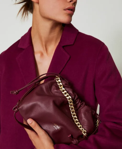Sac à Bandoulière En Cuir Avec Cordon De Serrage