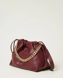 Sac à Bandoulière En Cuir Avec Cordon De Serrage