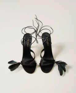Sandales Avec Lacets Et Plumes