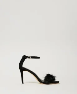 Sandales En Cuir Avec Plumes