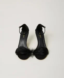 Sandales En Cuir Avec Plumes