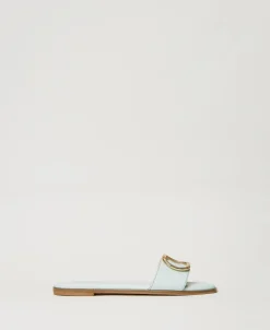Sandales Slides En Cuir Avec Oval T