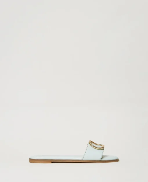 Sandales Slides En Cuir Avec Oval T
