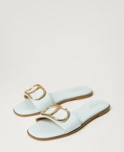 Sandales Slides En Cuir Avec Oval T