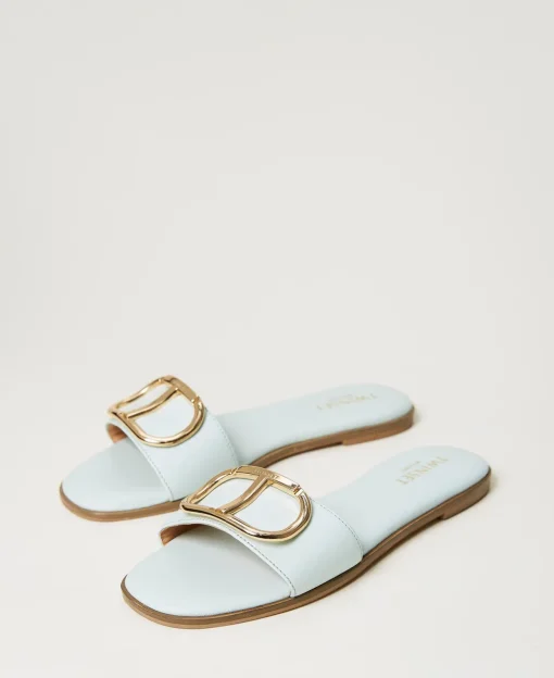 Sandales Slides En Cuir Avec Oval T
