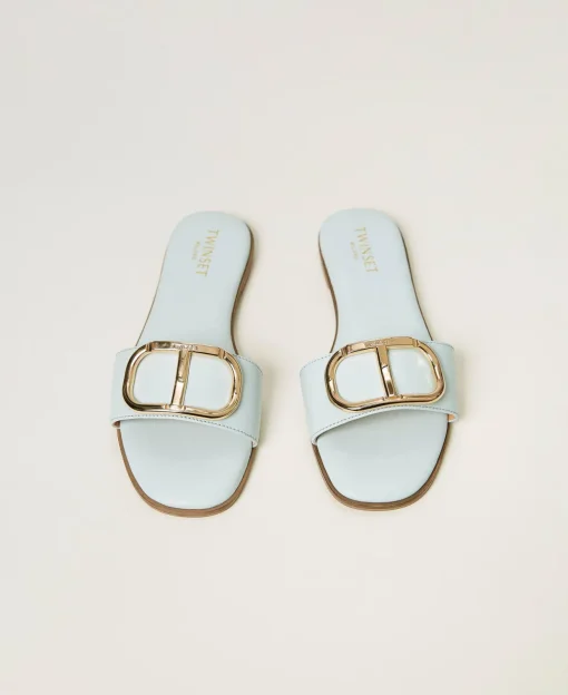 Sandales Slides En Cuir Avec Oval T