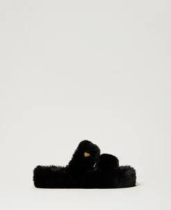 Sandales Slides En Fausse Fourrure