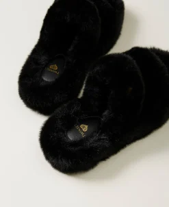 Sandales Slides En Fausse Fourrure