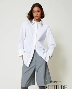 Short Avec Broderies Réalisées à La Main