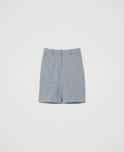 Short Avec Broderies Réalisées à La Main