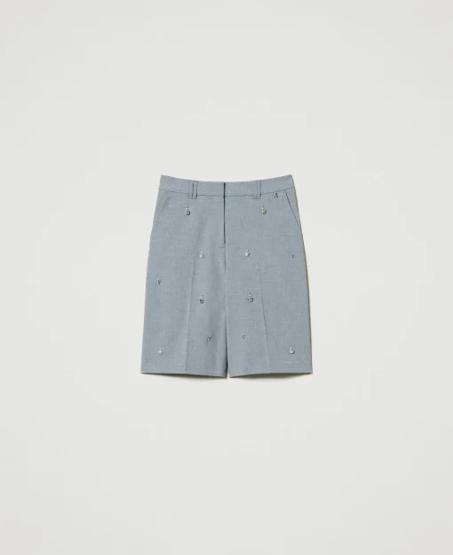 Short Avec Broderies Réalisées à La Main