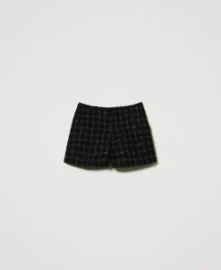 Short En Tissu Bouclé Avec Motif à Carreaux