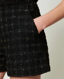 Short En Tissu Bouclé Avec Motif à Carreaux
